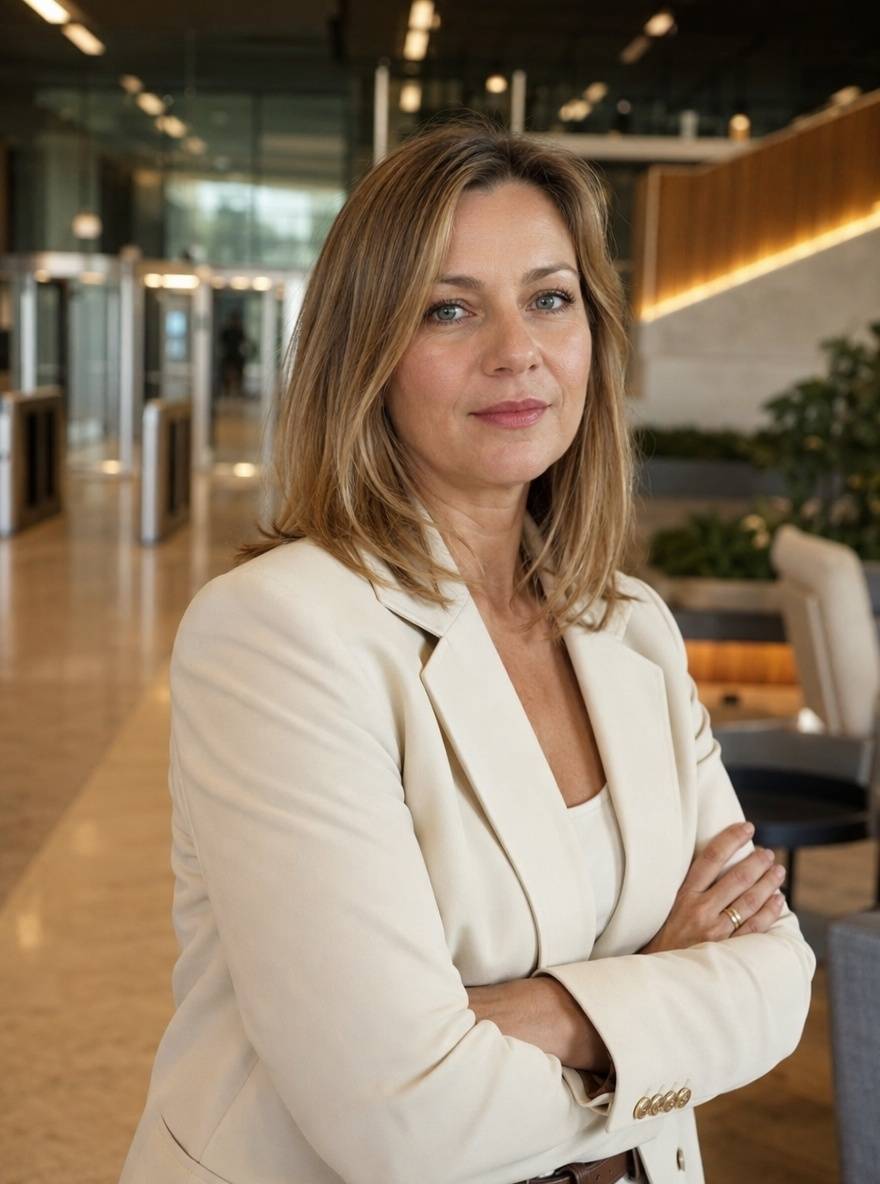 Półdługie cięcie na cienkie i rzadkie włosy w ciemnym blondzie