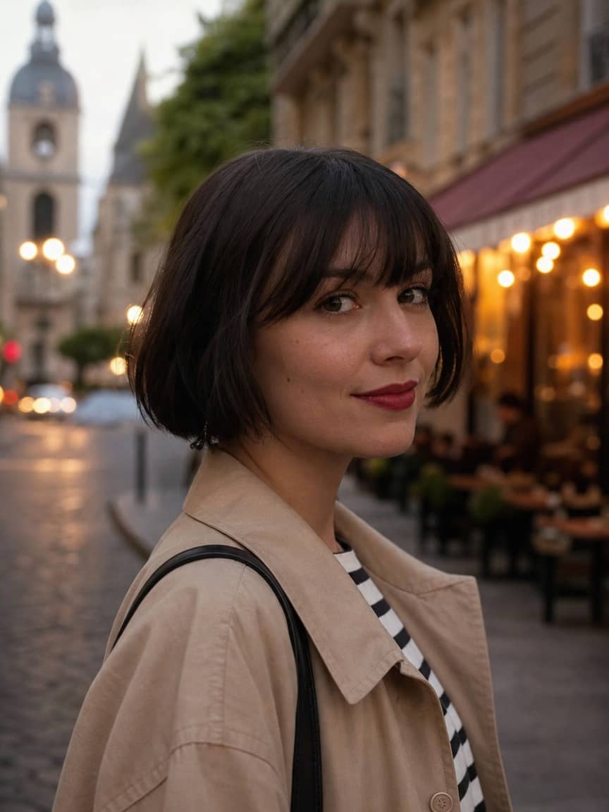 Modny french bob z prostą grzywką - paryska wersja krótkiego boba