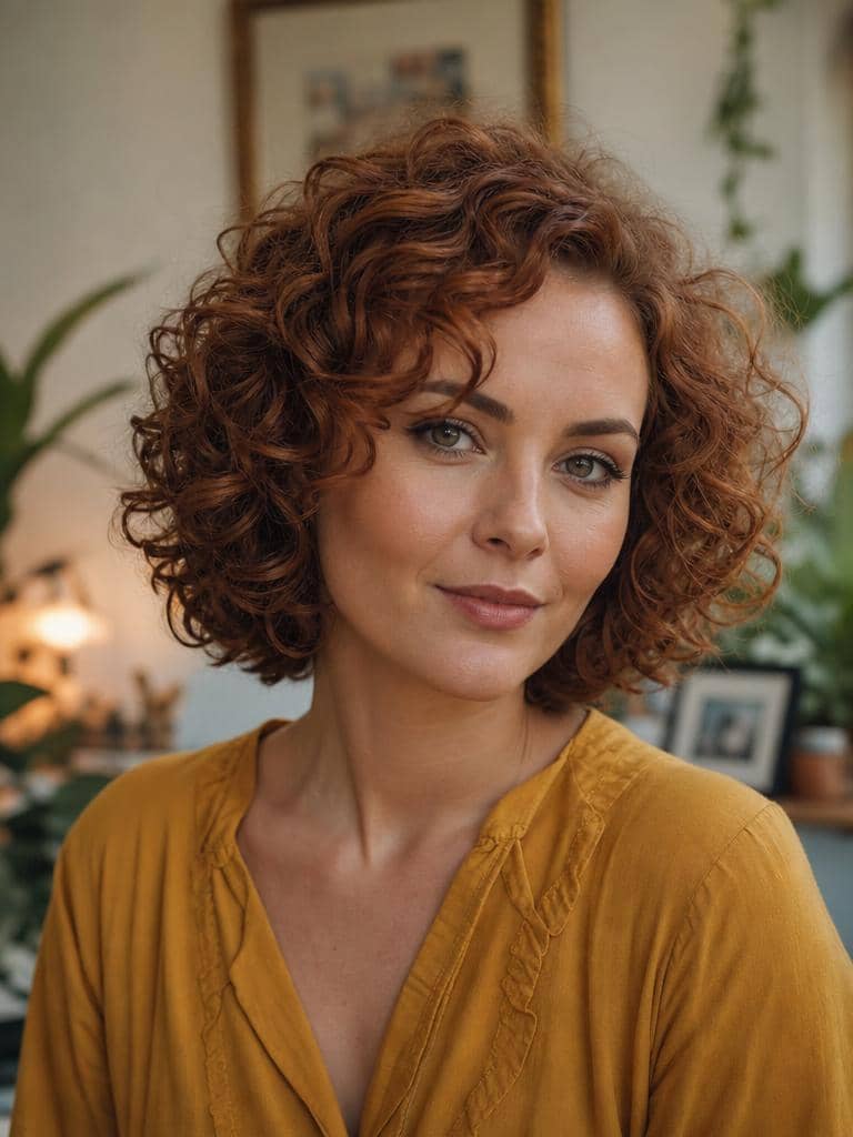 Krótkie fryzury damskie kręcone - curly bob z naturalnymi lokami