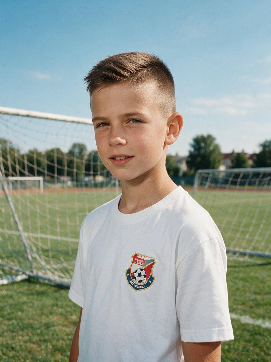 Chłopięca fryzura krótka - crew cut z cieniowanymi bokami dla 11-latka