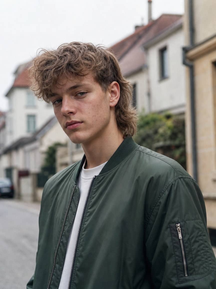 Fryzura młodzieżowa dla chłopca 16 lat - nowoczesny mullet z krótszym przodem i dłuższym tyłem