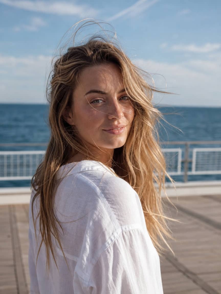 Fryzura na długie włosy z falami beach waves w naturalnym blondzie