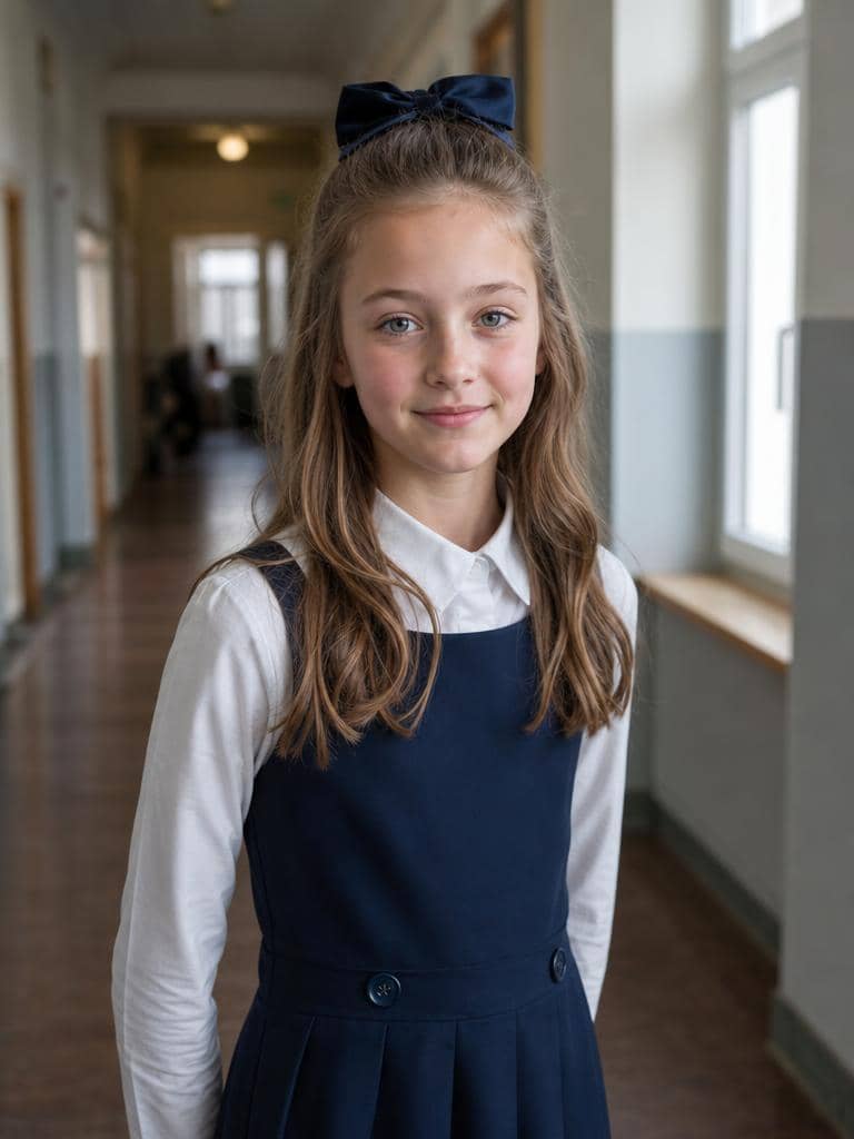 Półupięcie z kokardą jako elegancka fryzura na rozpoczęcie roku szkolnego