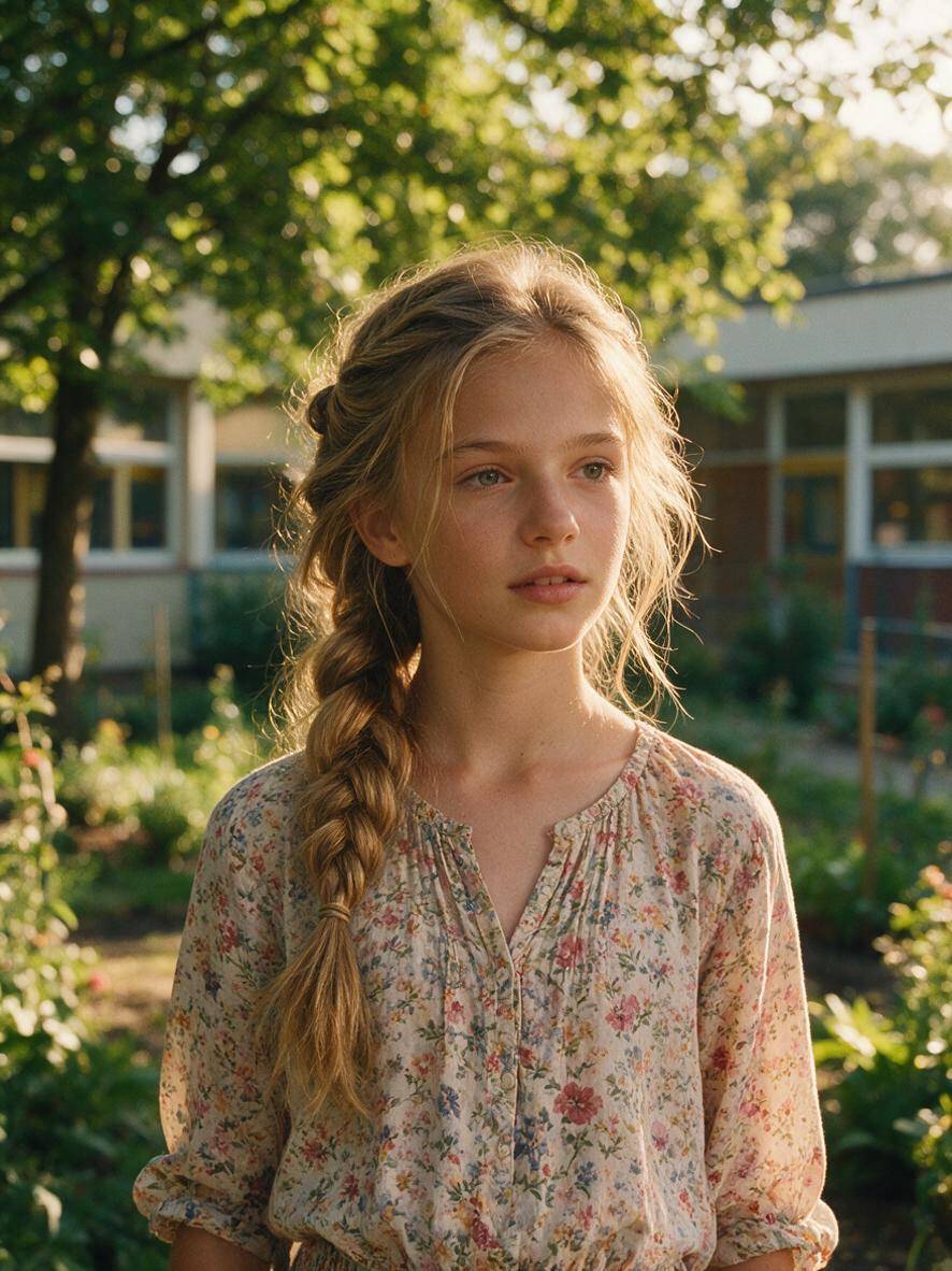 Luźny warkocz boho jako fryzura do szkoły dla 12-latki
