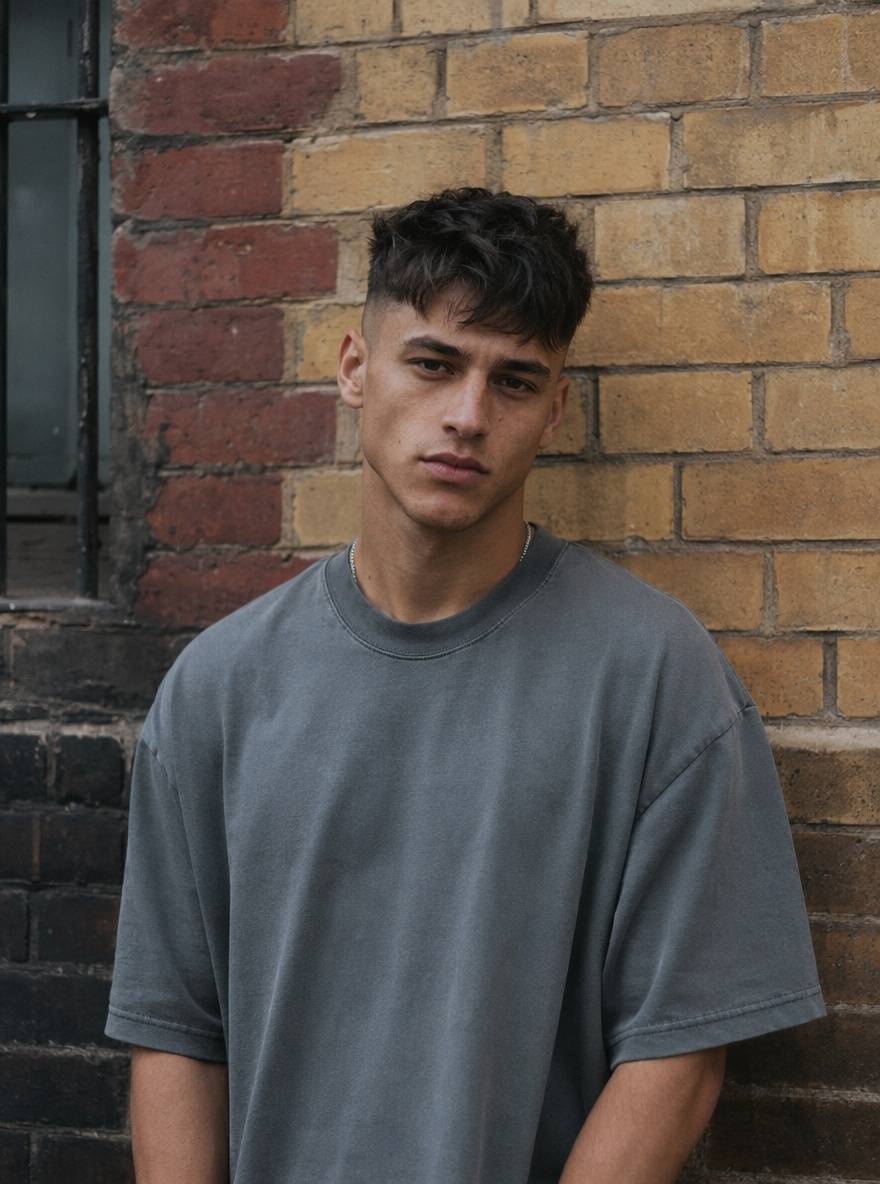 Fade z dłuższą czarną górą w stylu messy