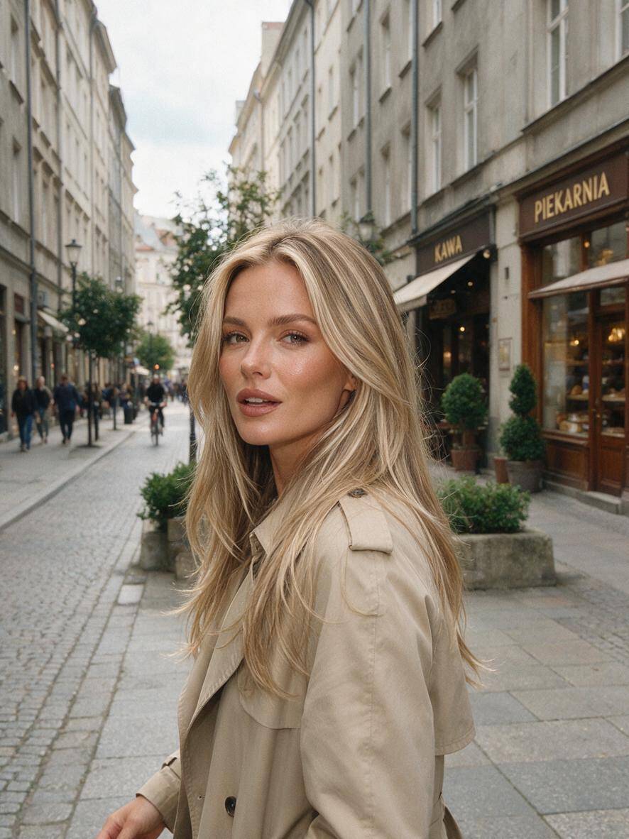 Szampański blond z ciepłymi refleksami jako modny kolor włosów