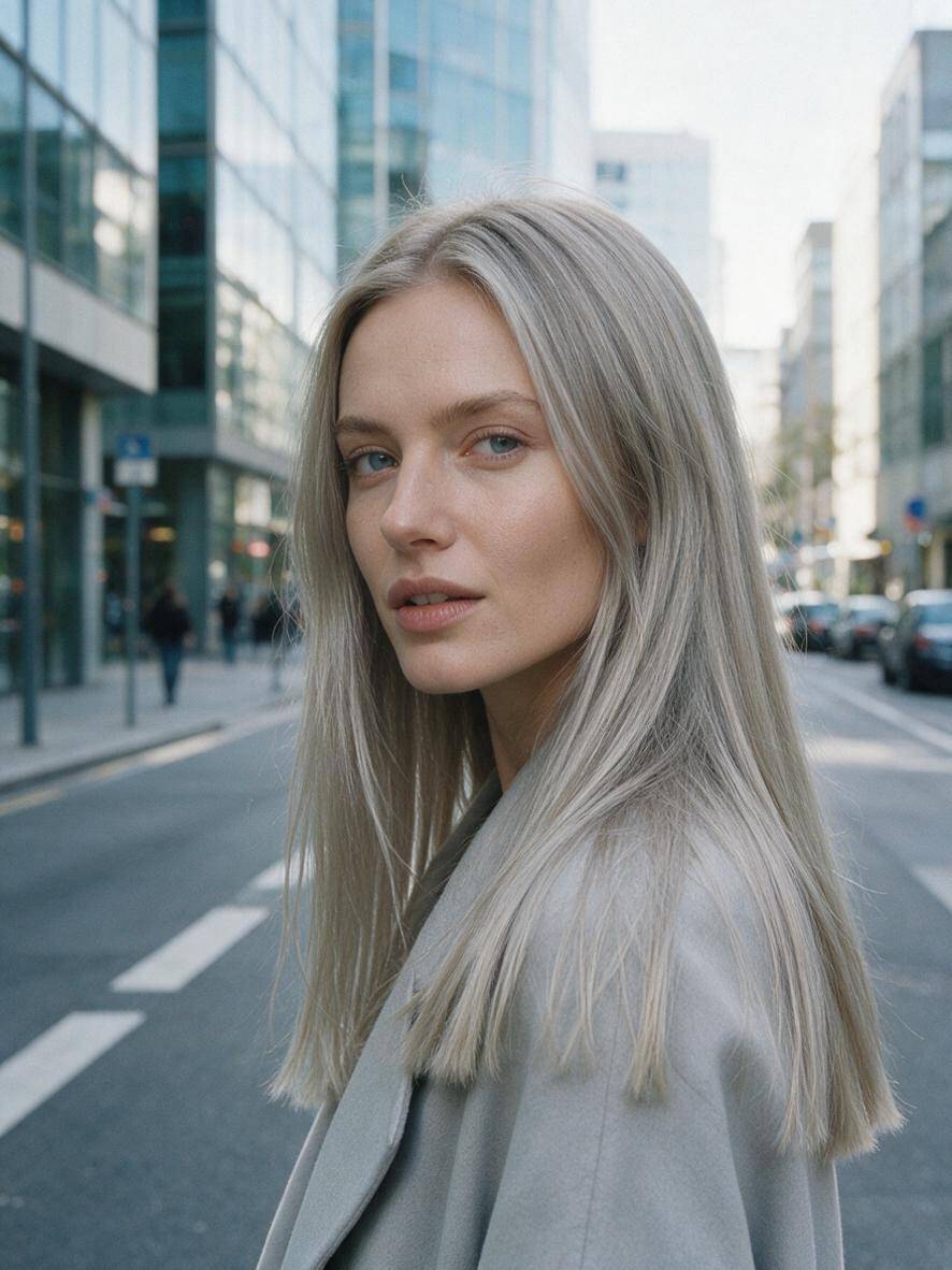 Popielaty blond jako zimny kolor włosów dla chłodnej urody