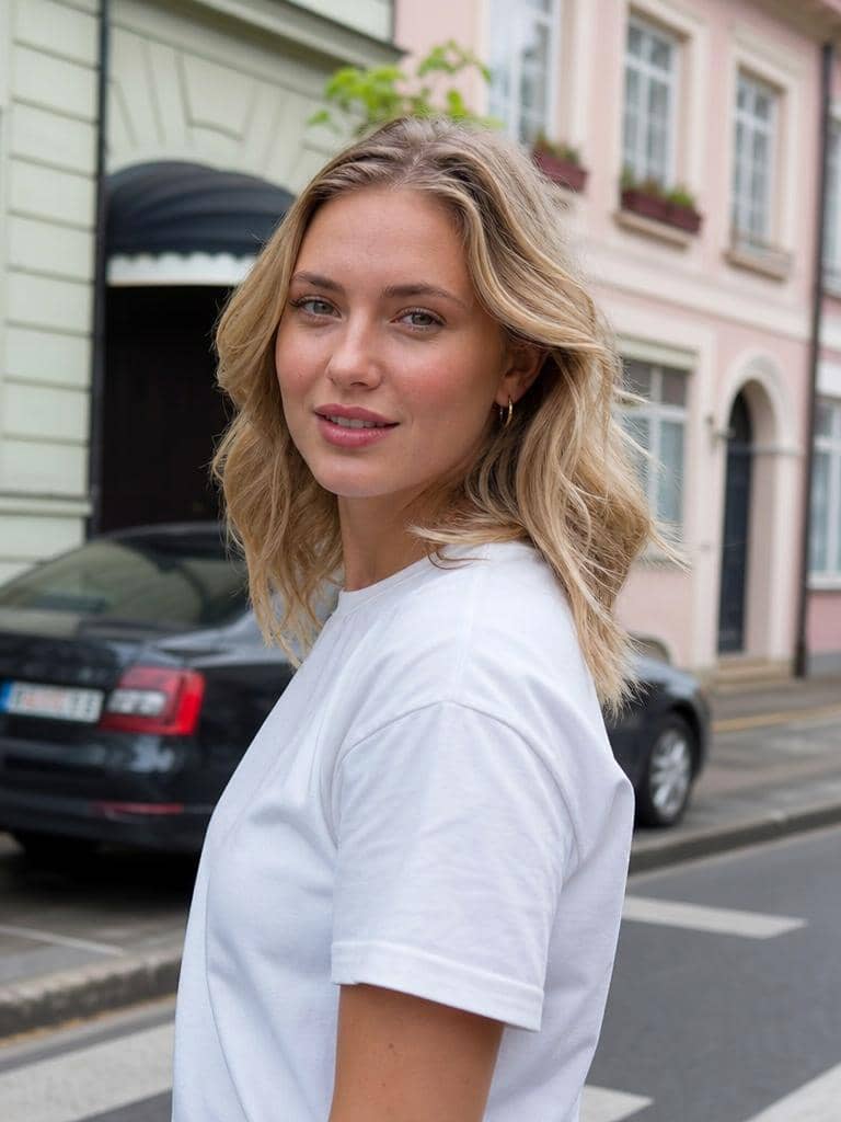 Fryzury lata 90 polska - swobodne fale na blond włosach