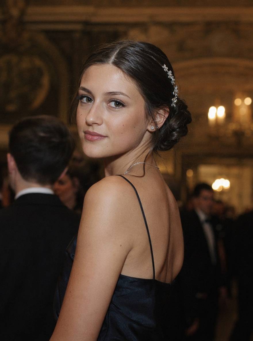 Fryzury na studniówkę - eleganckie upięcie z ozdobnymi spinkami z kryształkami