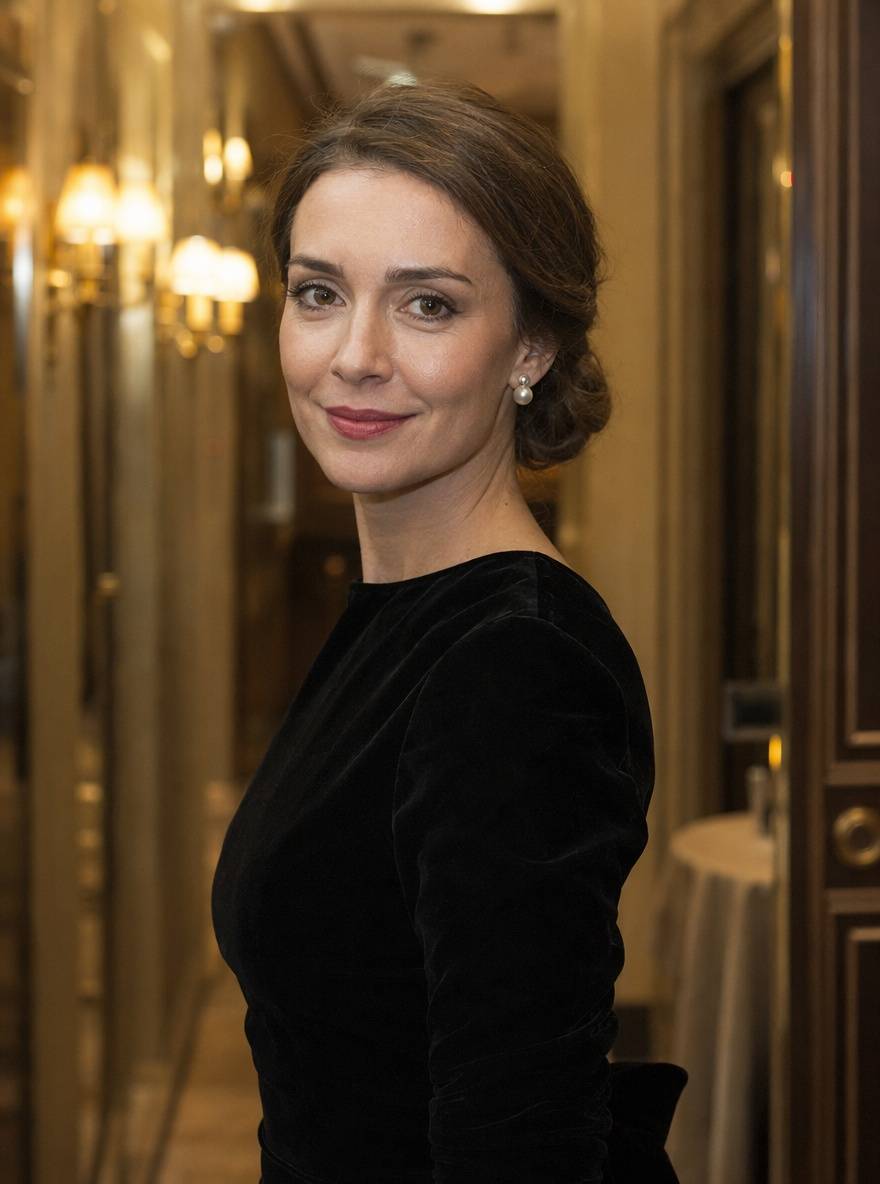 Szybkie eleganckie upięcie kok na sylwestra na jasnobrązowych włosach