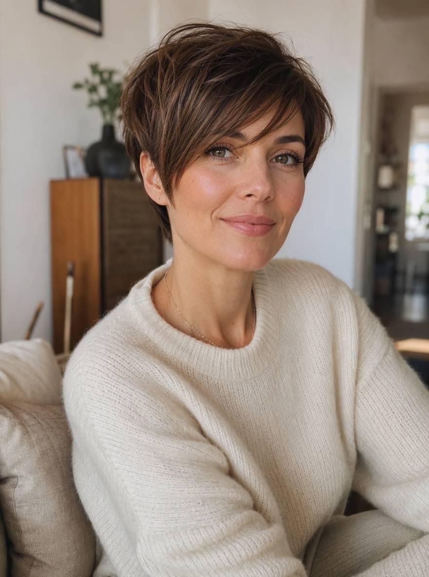 Pixie bob z długą przerzedzoną grzywką w brązowym kolorze
