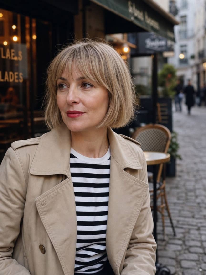 Modna krótka fryzura po 40 - francuski bob z naturalną teksturą