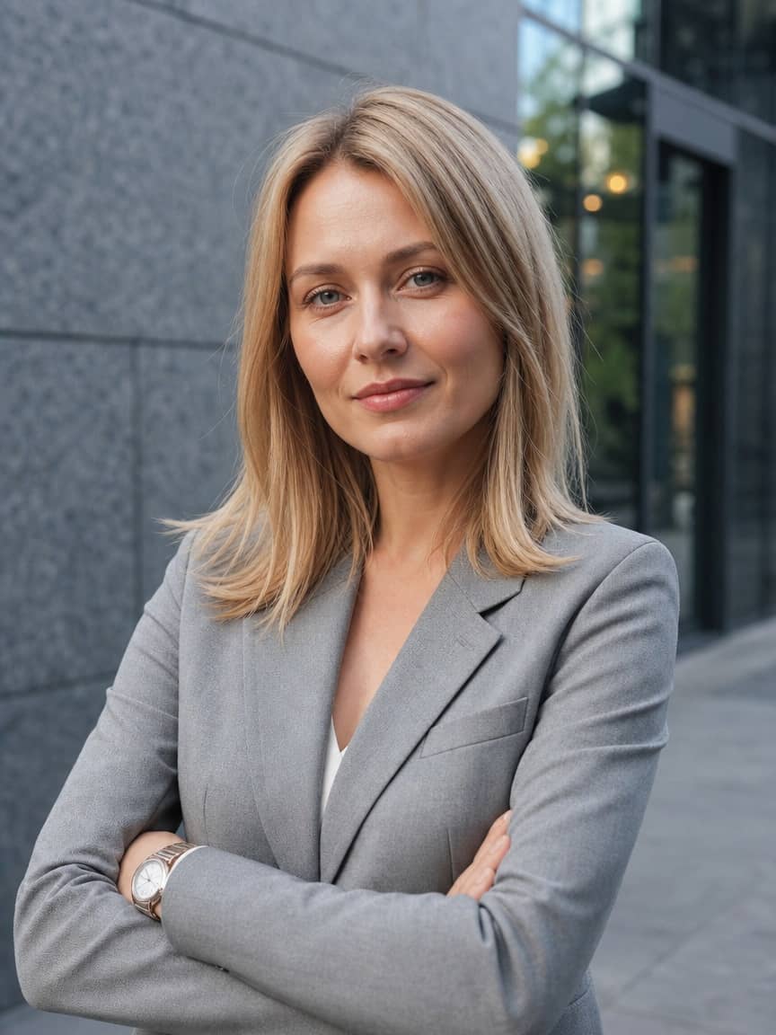 Fryzury do ramion proste włosy w formie loba w chłodnym blondzie