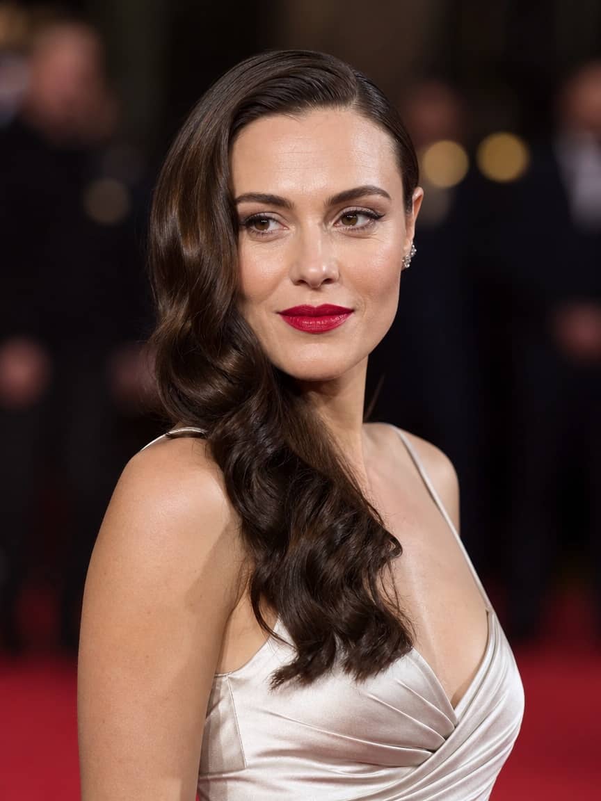 Fryzura retro glamour z hollywoodzkimi falami na ciemnych włosach