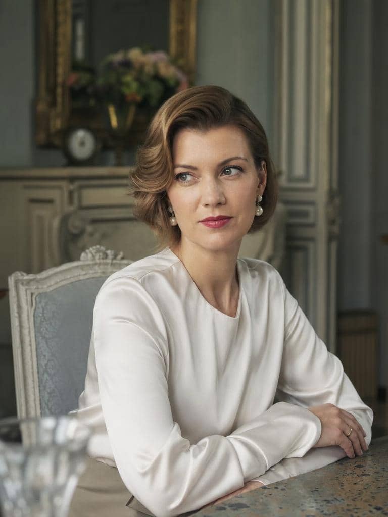 Fryzura retro na krótkich karmelowych włosach z falami glamour