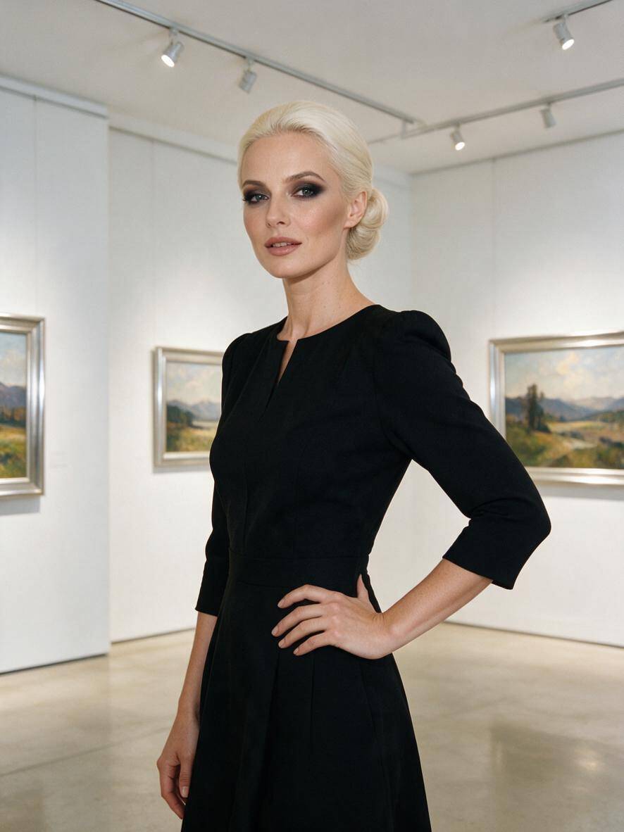 Eleganckie upięcie włosów w platynowym blondzie z gładkim wykończeniem