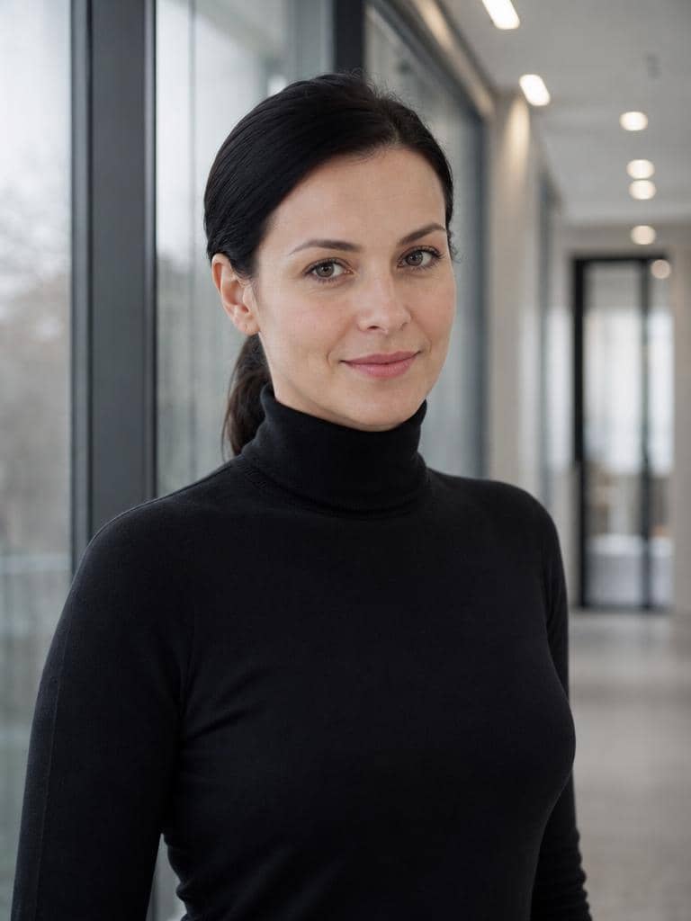Szybkie upięcie włosów do pracy w czerni z gładkim ogonem