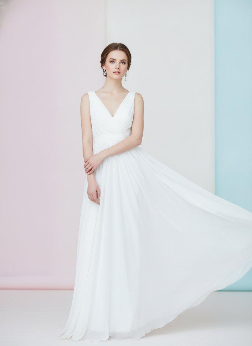 Kobieta W Bieli Biała Sukienka Elegancka Delikatna Anielska