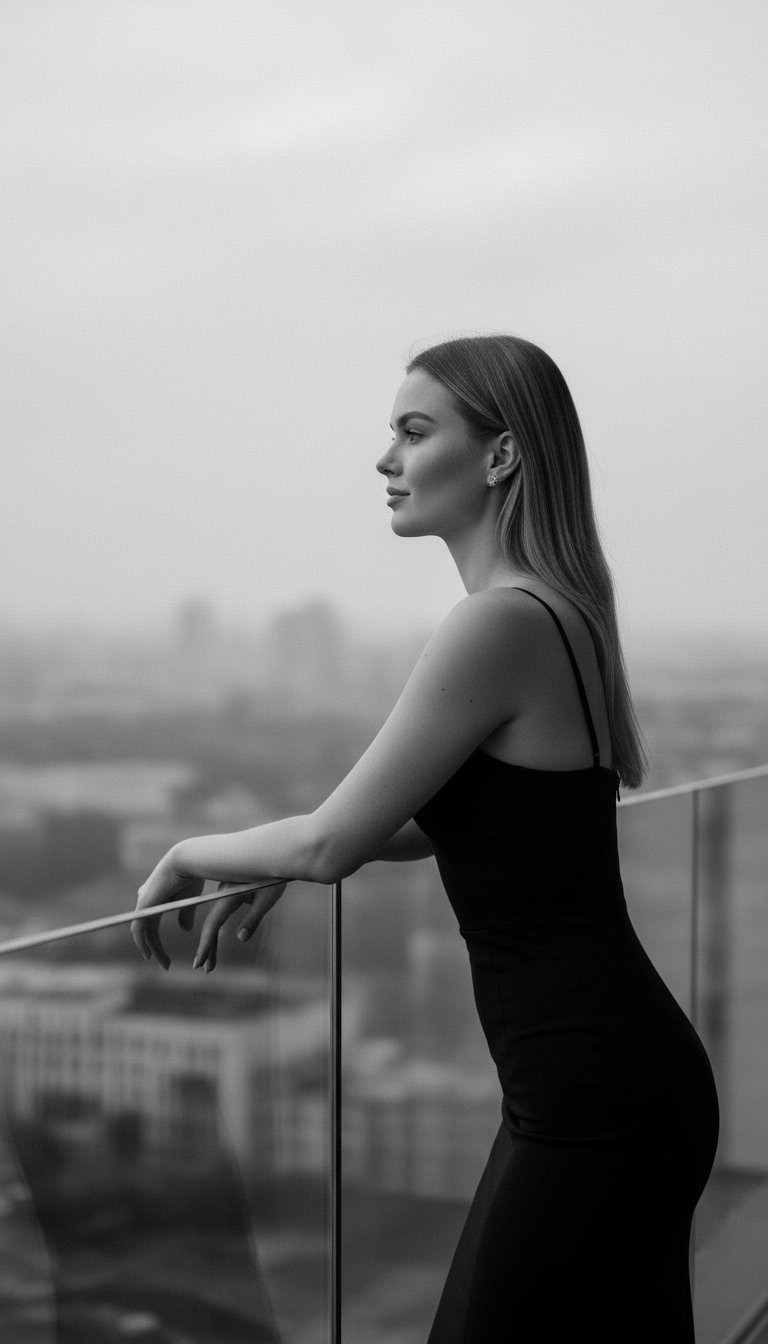 Czarno-biała Elegancka Kobieca