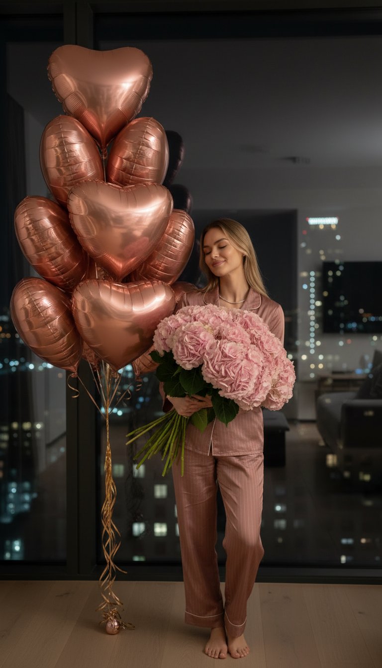 Walentynkowa Kobieca z Kwiatami