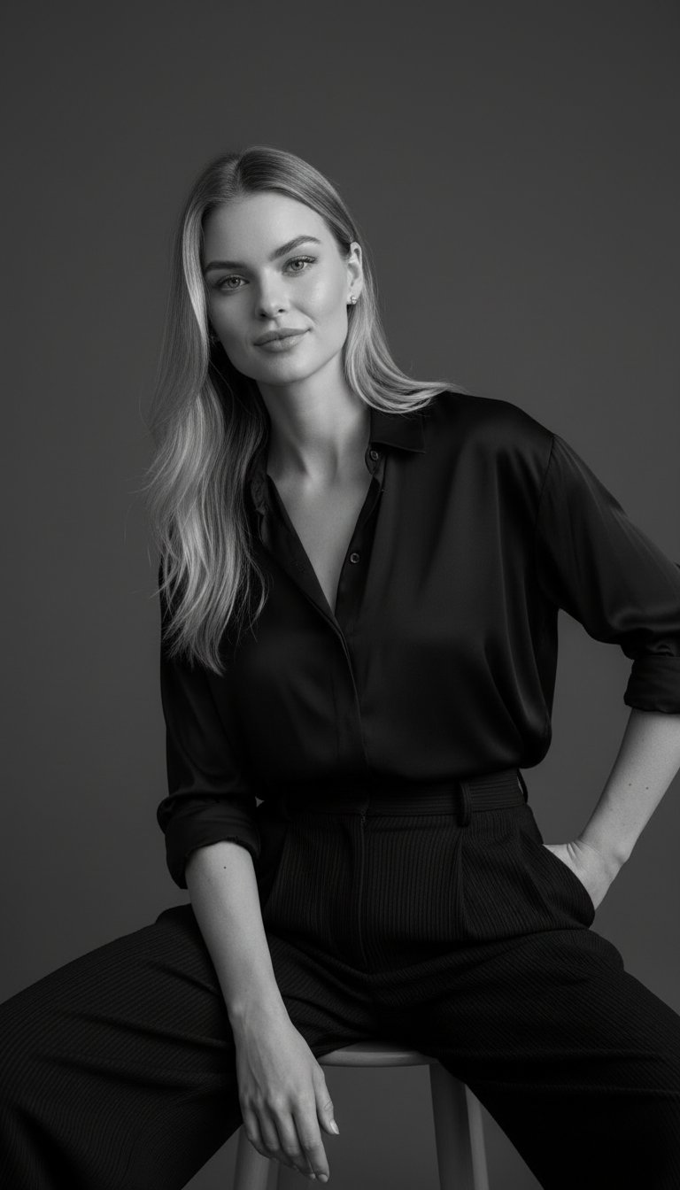 W Studio Czarno-Biała Kobieca