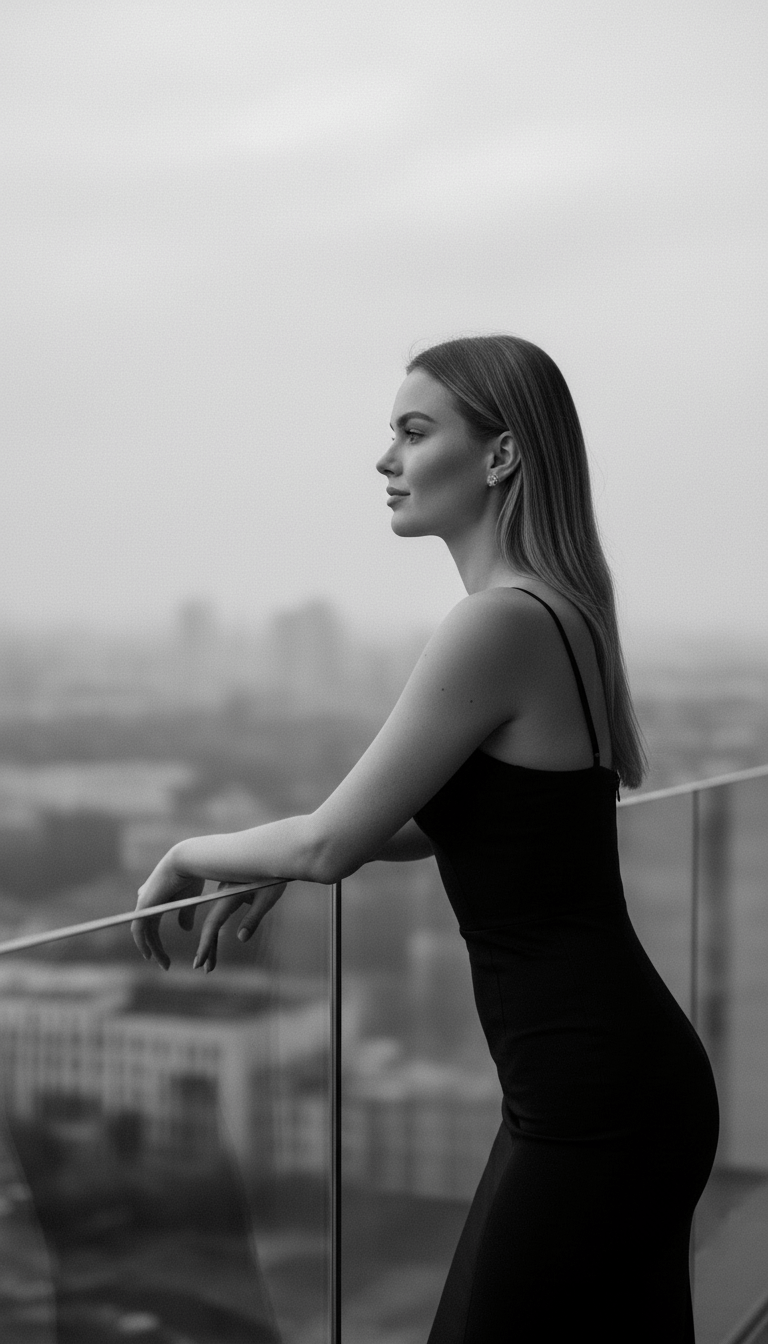 Sesja AI: Czarno-biała Elegancka Kobieca