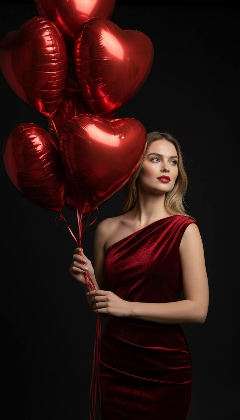 Sesja AI: Walentynkowa Kobieca z Balonami