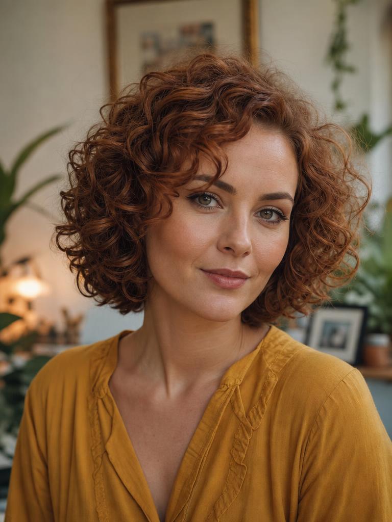 Krótkie fryzury damskie kręcone - curly bob z naturalnymi lokami