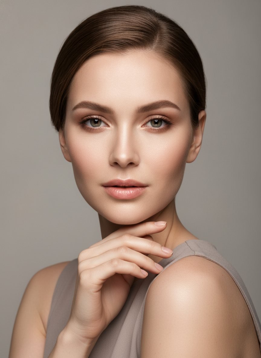 Piękna Kobieta Portret Naturalna Uroda Elegancki Wygląd Twarz