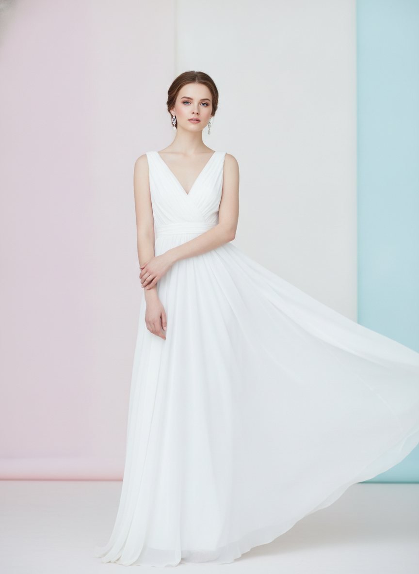 Kobieta W Bieli Biała Sukienka Elegancka Delikatna Anielska
