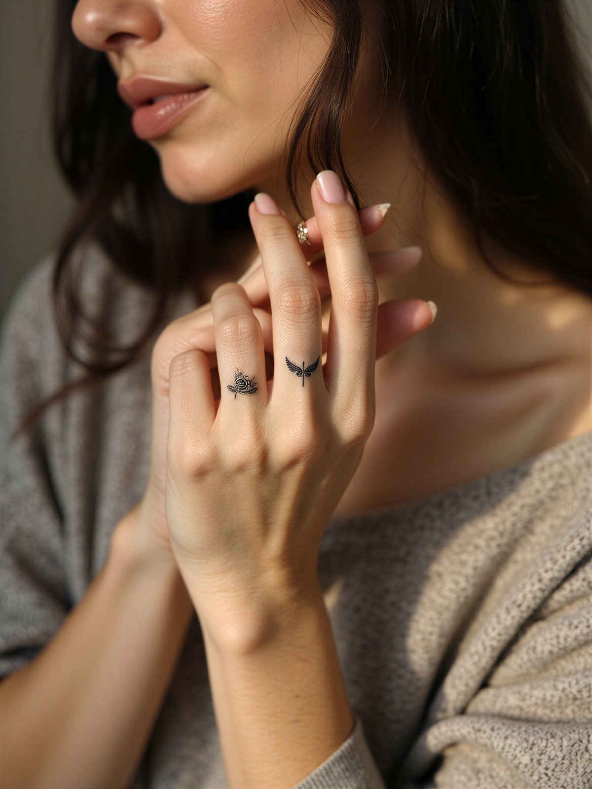 Tatuaż Na Dłoni Kobieta Ręka Artystyczny Mały Wzór Dłoń