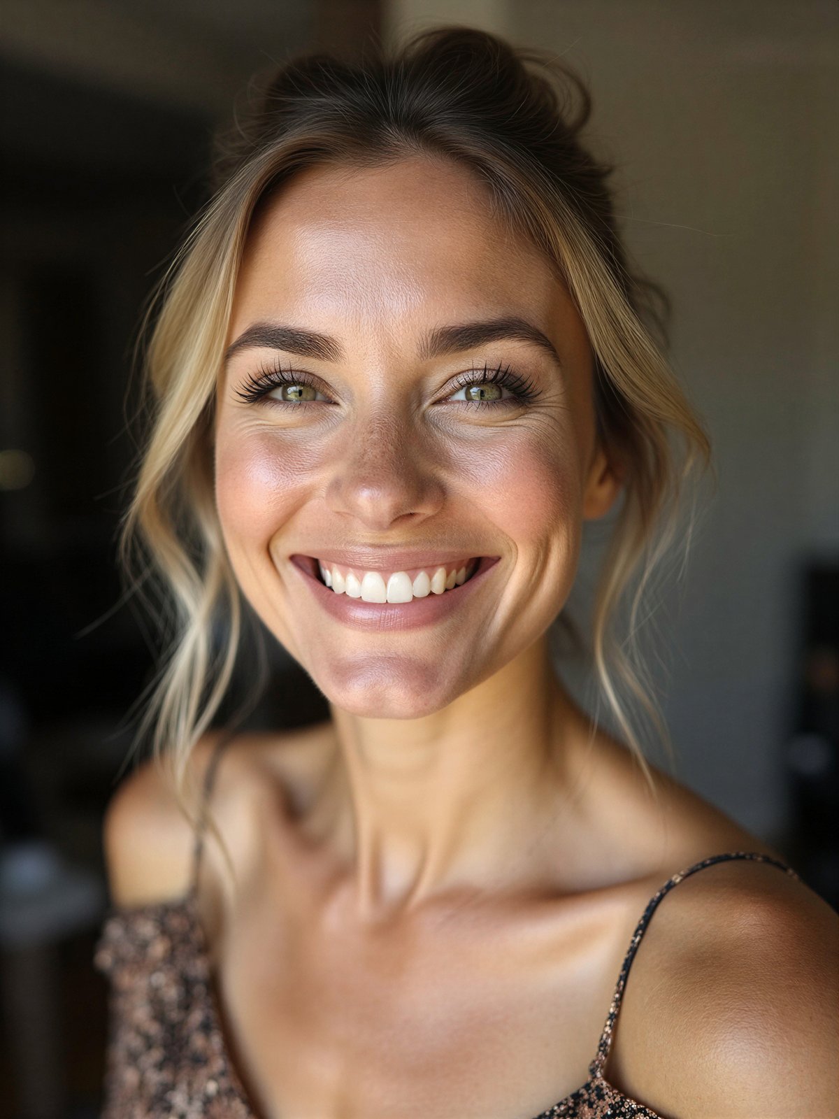 Uśmieszniona Kobieta Radosna Szczęśliwa Dziewczyna Portret Uśmiech