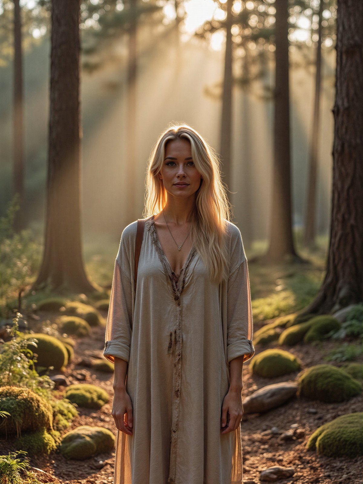 Model Rustykalnej Lnanej Tunice Ziemistym Odcieniu Stoi Sercu