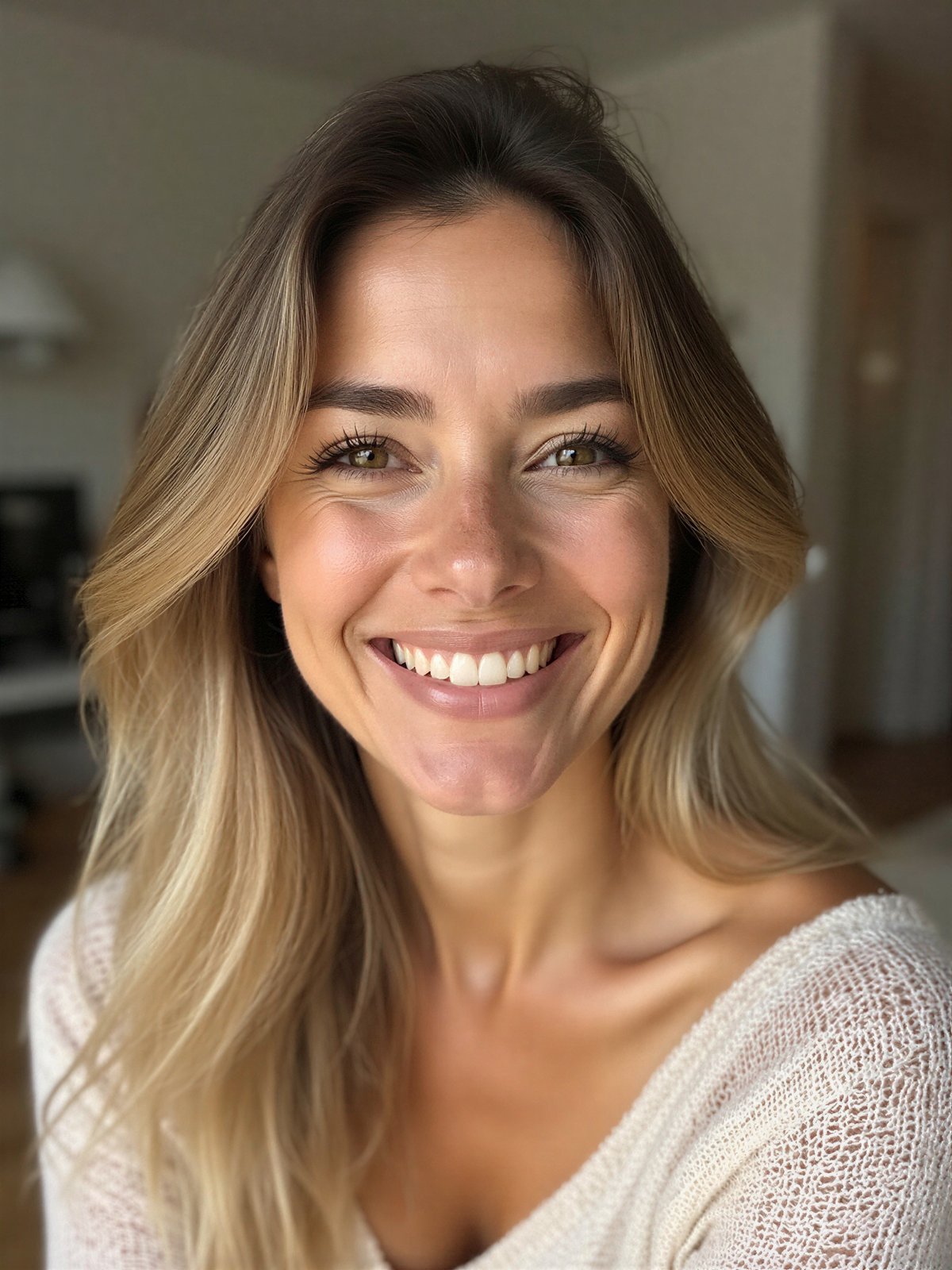 Szczęśliwa Kobieta Radosna Uśmiechnięta Szczęście Portret Radość