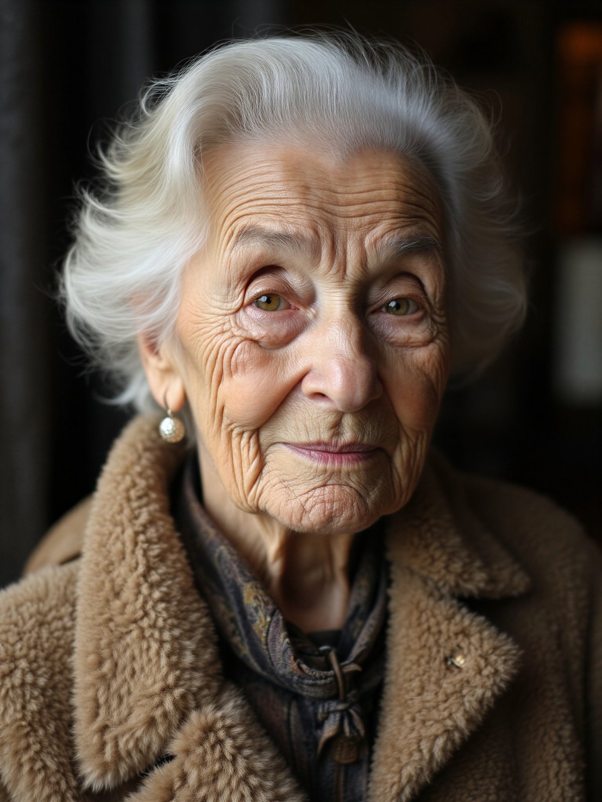 Stara Kobieta Seniorka Wiekowa Portret Zmarszczki Doświadczenie