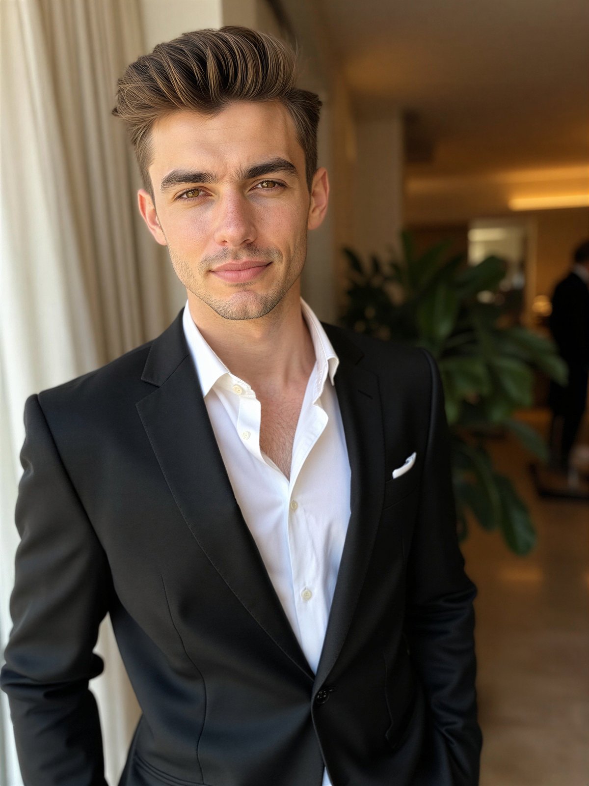 Mężczyzna Ubiera Się Osiemnastkę Elegancki Młody Modny Strój