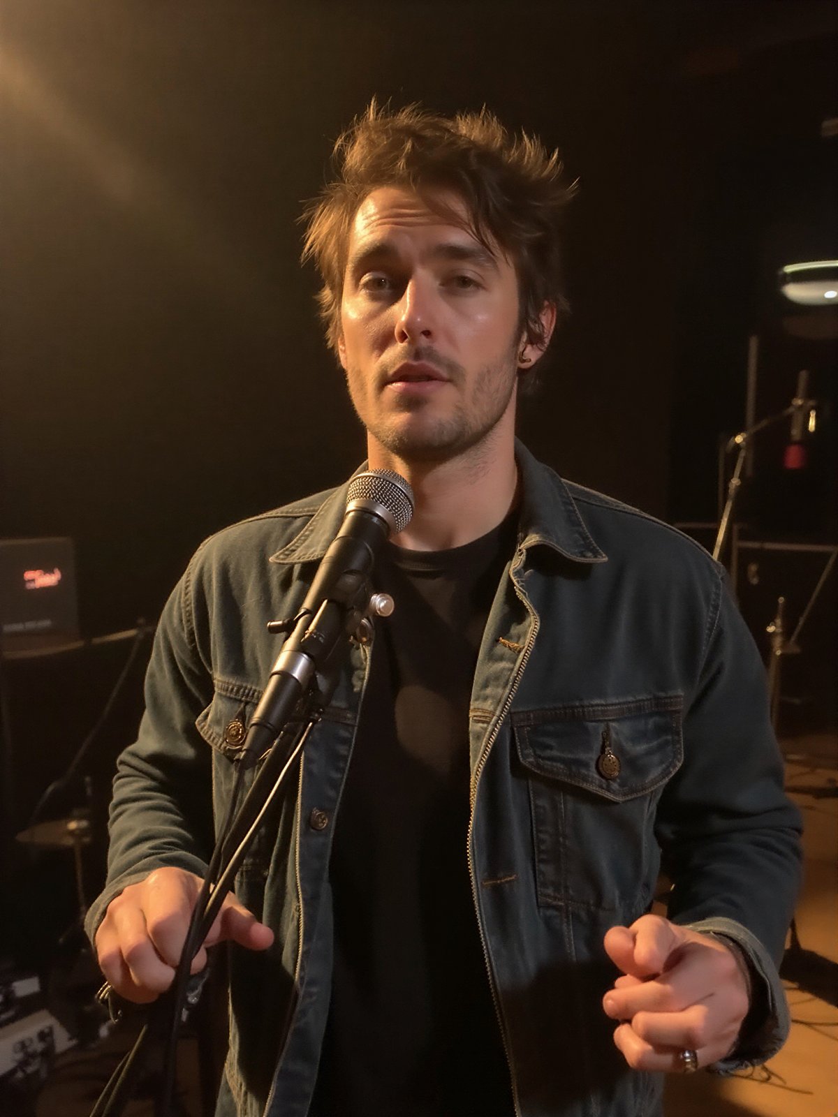 Mężczyzna O Pięknym Głosie Śpiewak Portret Muzyk Artystyczny