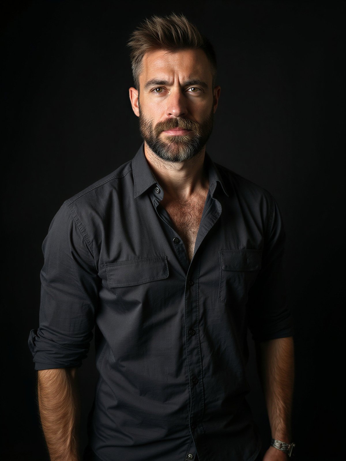 Prawdziwy Mężczyzna Brodaty Surowy Mocny Maskulinny Charakter