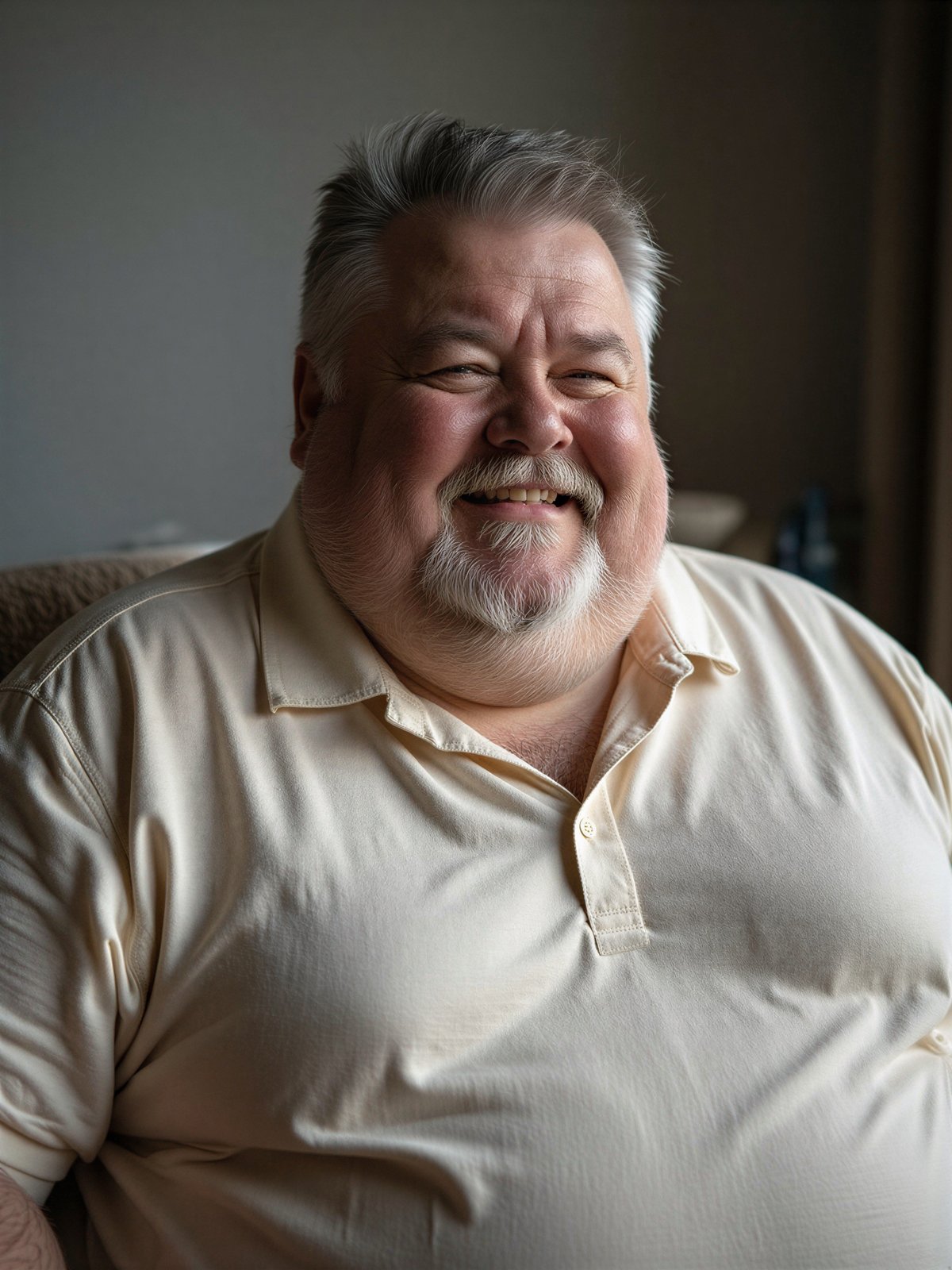 Otyły Mężczyzna Korpulentny Duży Naturalny Autentyczny Portret