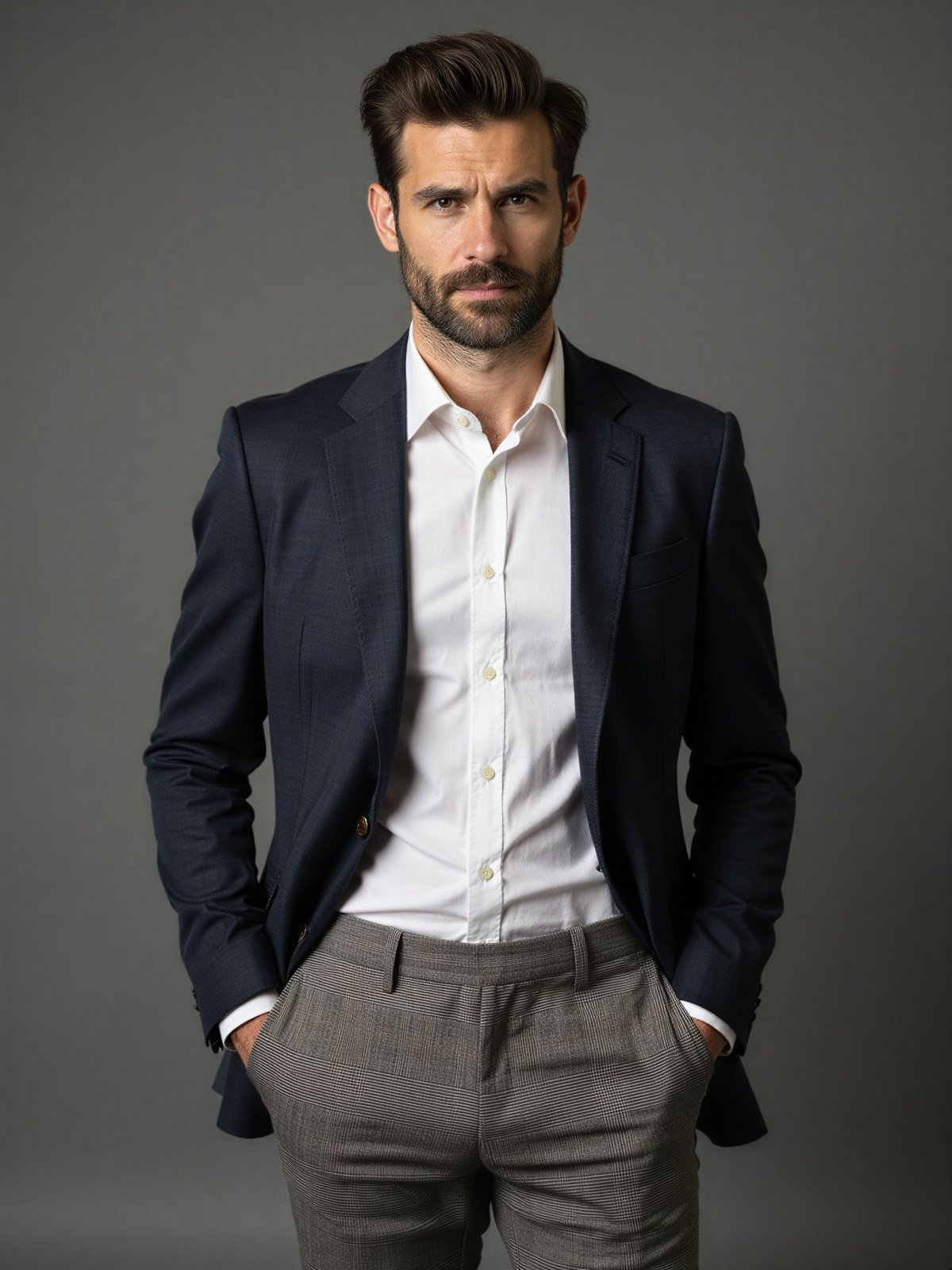 Spodnie Męskie W Kratę Mężczyzna Eleganckie Formalny Strój