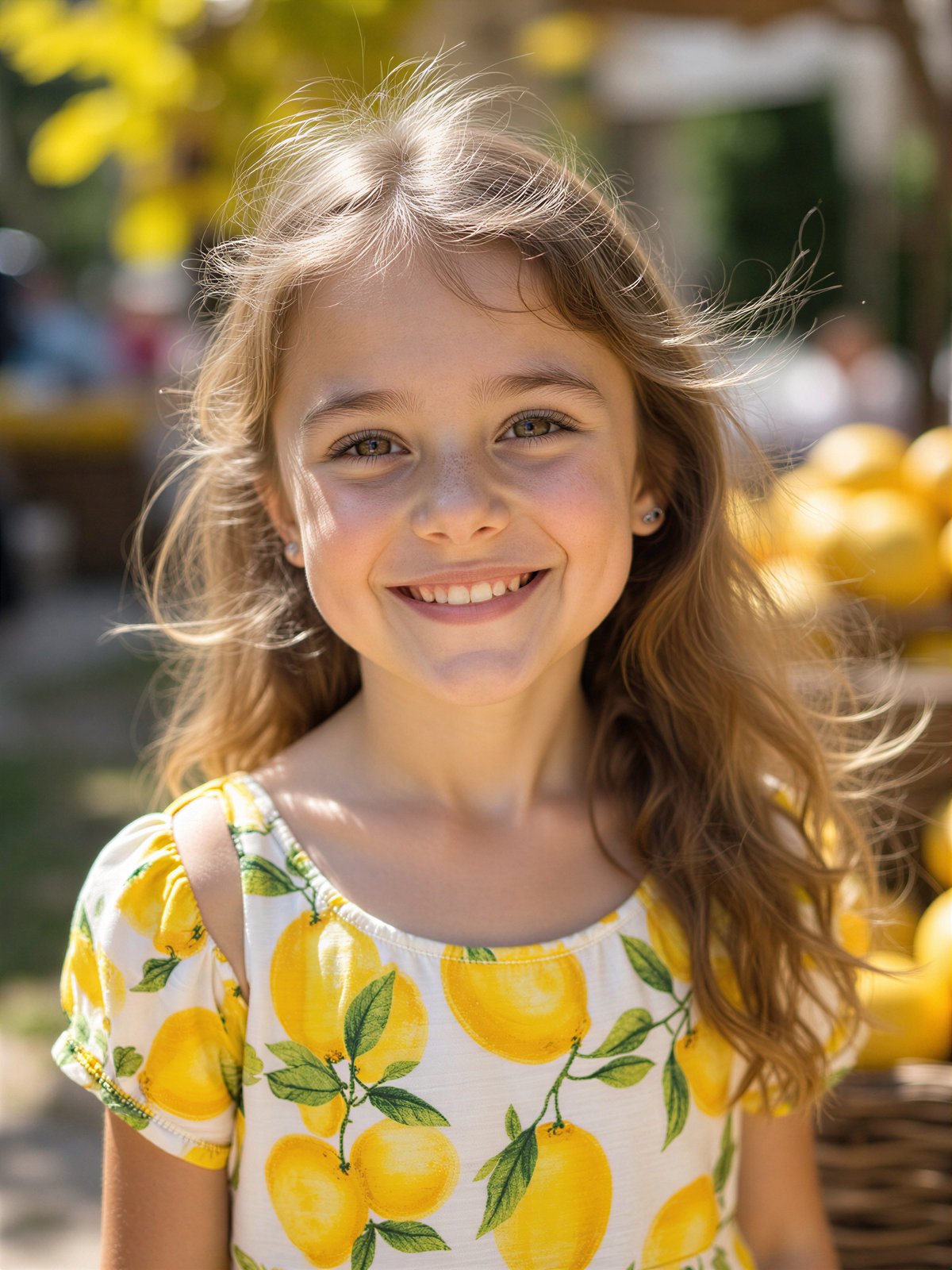 Sukienka W Cytryny Dziewczyna Letnia Kolorowa Radosna