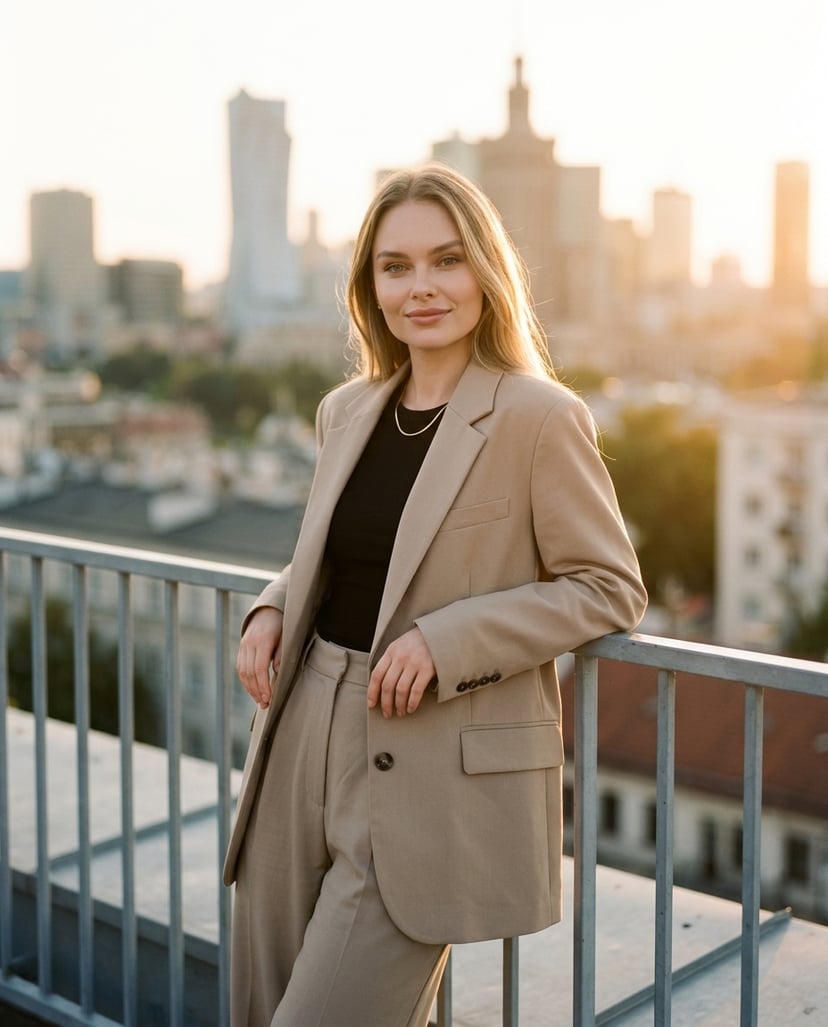 Miejski Zachód Słońca Kobieca