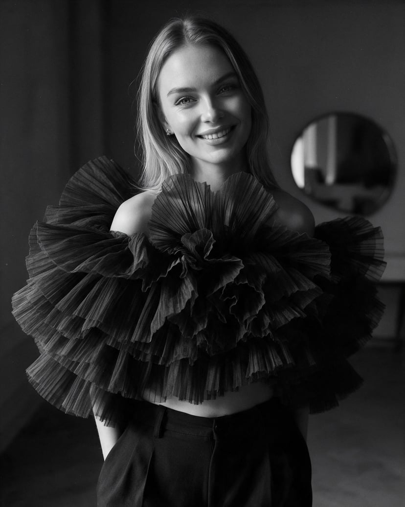 Czarno-biała Elegancka Kobieca