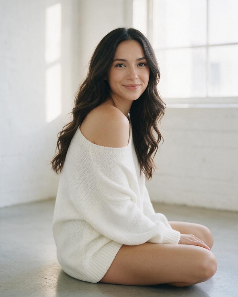 En pull blanc femme