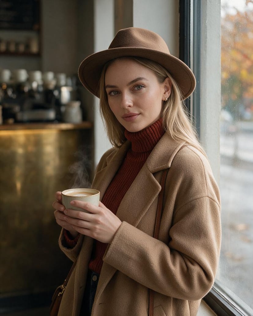 Automne au café femme